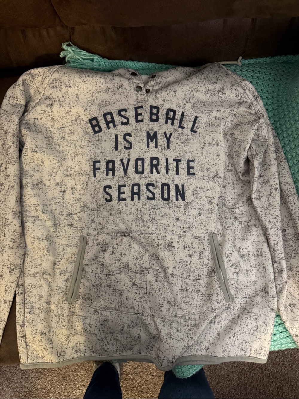 Women’s Heather Gray Baseball Graphic Pullover Hoodie